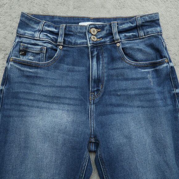 KanCan Jeans Junior's Size 7/27 Blue High-Rise Straight 28" Inseam Distressed - Picture 10 of 15